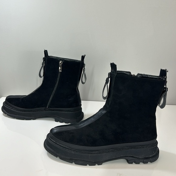 Torgeis Moira Micro Suede Zippered Platform Combat Boots Size 8 - Picture 3 of 16